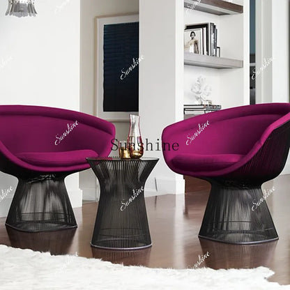 Italian modern designer stainless steel leisure single chair creative villa model room art reception chairP