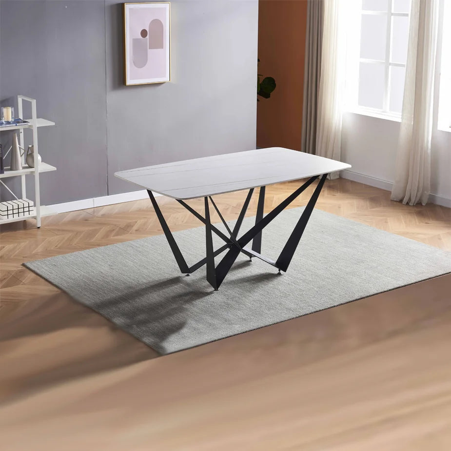 Dining Table 4 6 8 10 12 Seat Large Long Space Saving White Marble Marble Top Stainless Steel Frame Extendable Dining Table