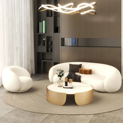 Curved Living Room Sofas Living Room Furniture Cream Style Beauty Salon Sofa Clothing Store Rest Area Reception Sofab