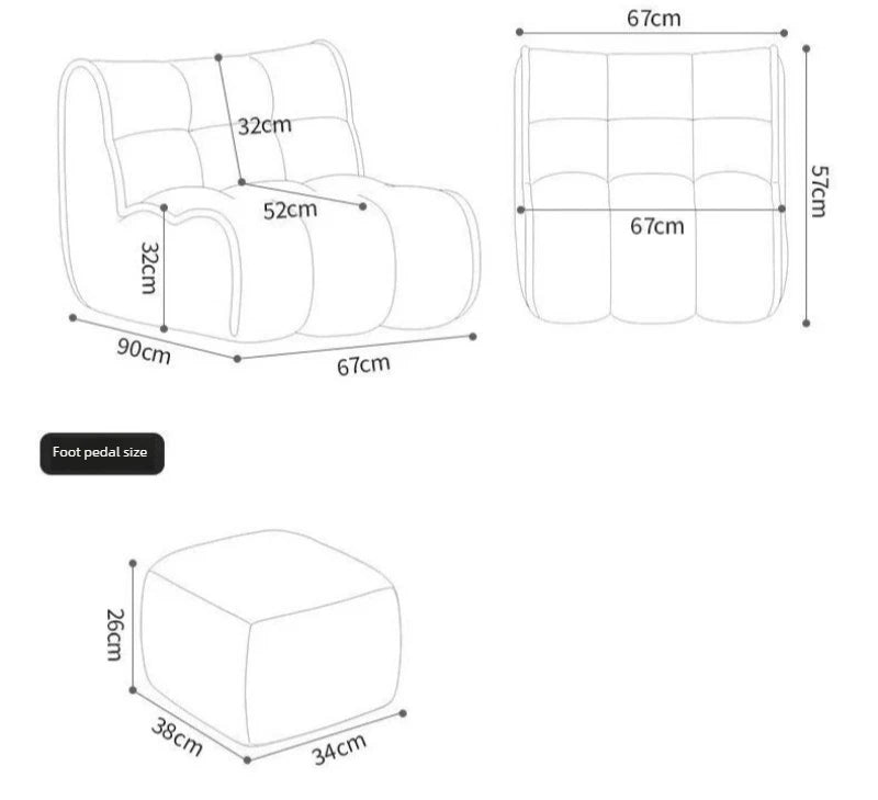 Lazy Sofa Single Leisure Sofa Chair Reclining Sleeping Balcony Bedroom Single Tatami Living Room Sofas with Footstool Furniture