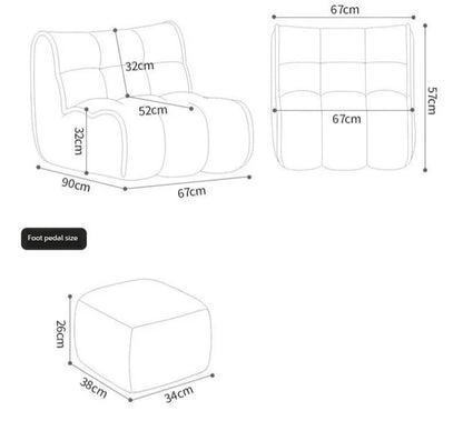 Lazy Sofa Single Leisure Sofa Chair Reclining Sleeping Balcony Bedroom Single Tatami Living Room Sofas with Footstool Furniture