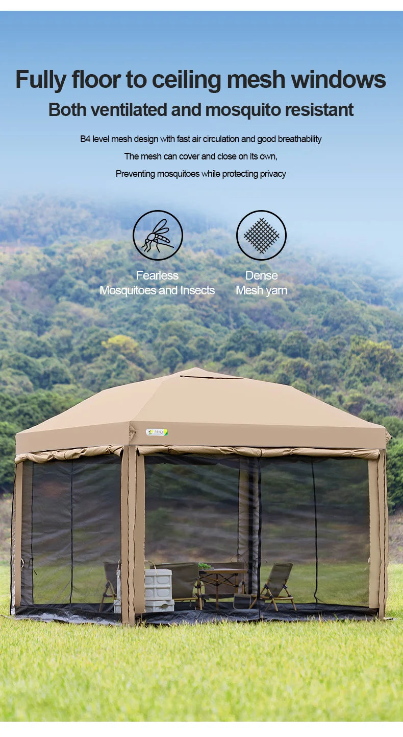 Outdoor 10x10 feet Pop up Canopy Gazebo Tent Straight Leg with 4 Double Layer Sidewall Perfect Instan Event Shelter Air Vent Top