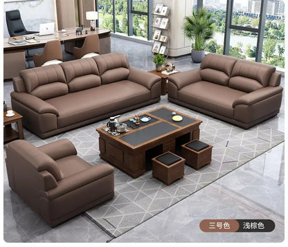 Leather latex office sofa, piano key combination sofa