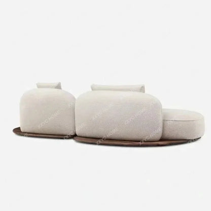 A  Italian minimalist island sofa modern cream style villa large flat black walnut, fabric sofa