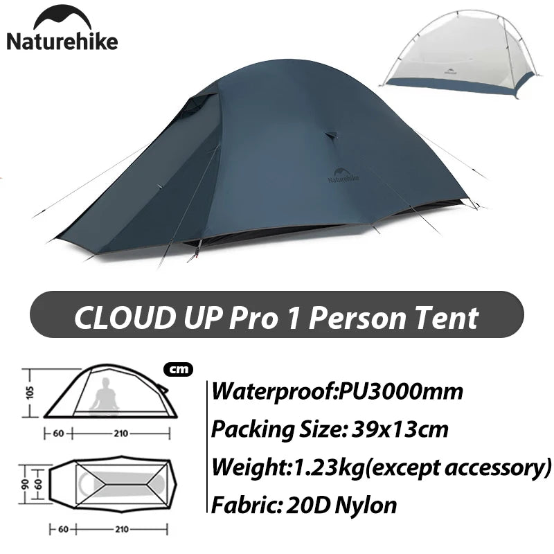 Naturehike Cloud Up Pro Tent 1 2 Person 20D Ultralight Portable Waterproof Camping Tent Outdoor Hiking Travel Backpacking Tent