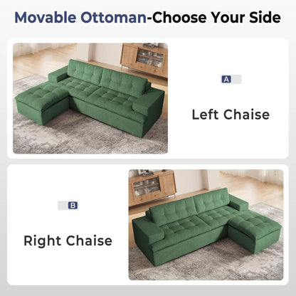 Cloud Sectional Boneless Sofa with Ottoman, Modular L Shaped Couch with Layered Cushion, Fluffy Comfy Couches for, Customized