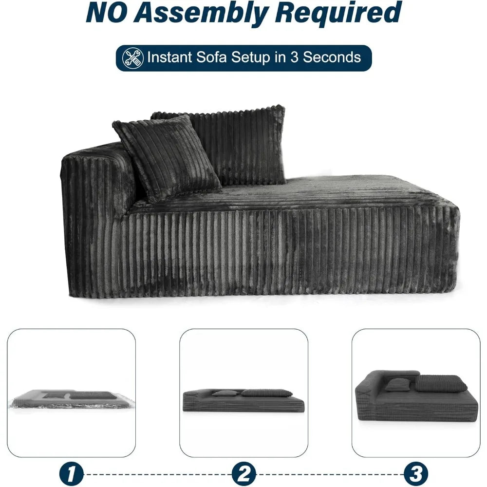 3 Seater L Shaped Sofa with Deep Seat, 101" Cloud Sectional Couch with Chaise, Cozy Modular Couches Sleeper,