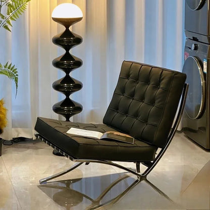 Single sofa, designer, Italian style, living room, leather, light luxury, leisure chair