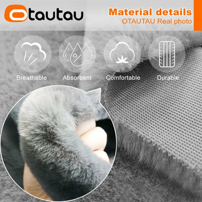 OTAUTAU Fluffy Faux Bunnyf Fur Bean Bag Cover Corner Pouf Cover DD003【No Filler Inside! You Need To Buy Filler By Yourself !】