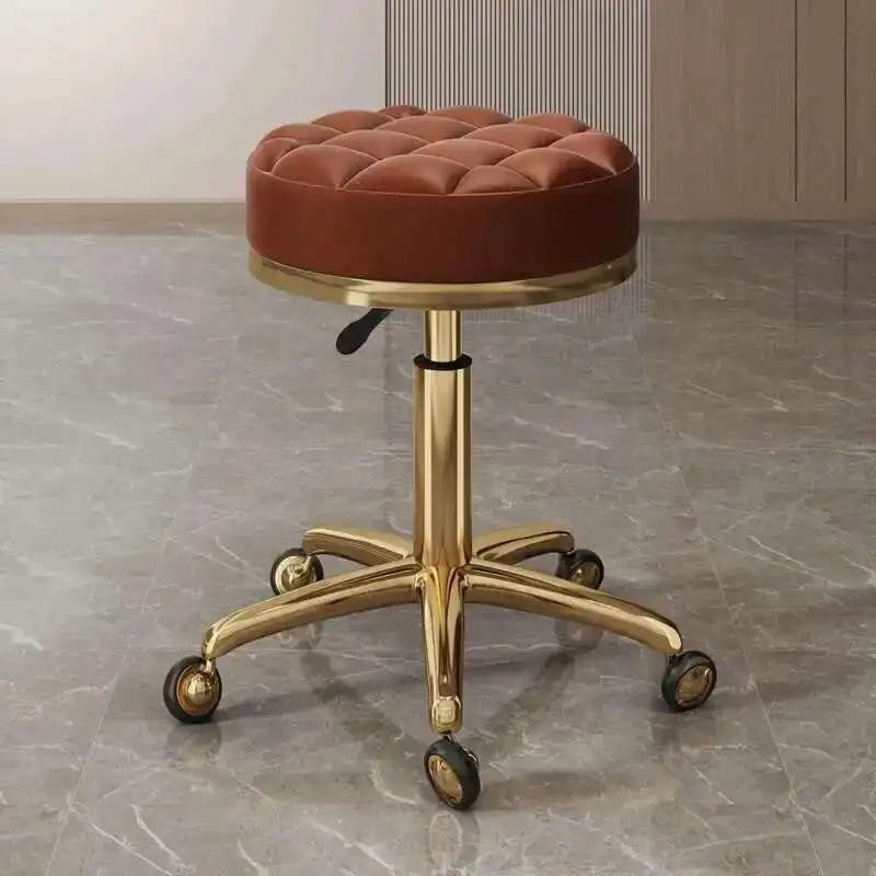 Barber Nail Salon Chair Swivel Wheels Rotating Salon Hair Stylist Barbershop Equipment Furniture Professional Rolling Silla