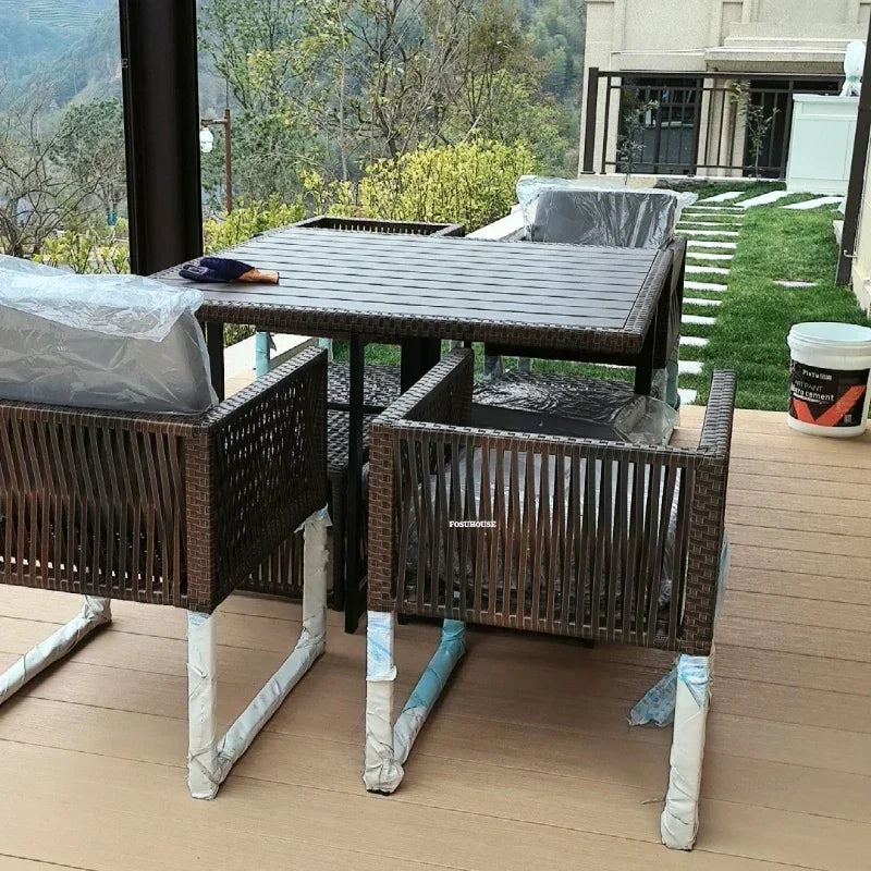 Terrace Garden Rattan Outdoor Chair Leisure Tea Table Patio Outdoor Furniture Set Outdoor Table and Chairs Garden Furniture Sets