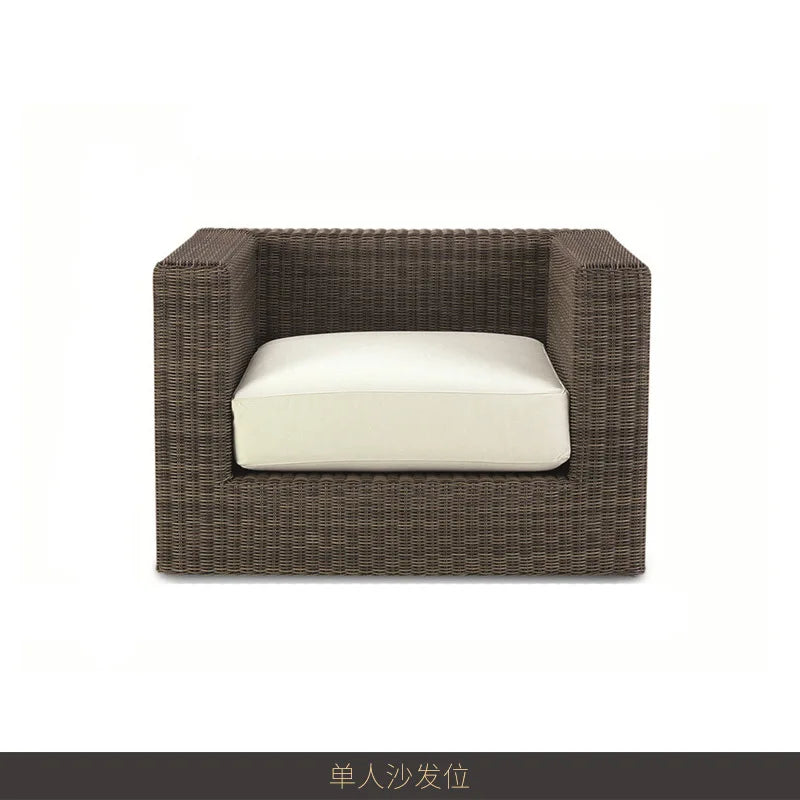 Outdoor rattan sofa combination waterproof and sun protection outdoor leisure courtyard villa balcony terrace sunroom
