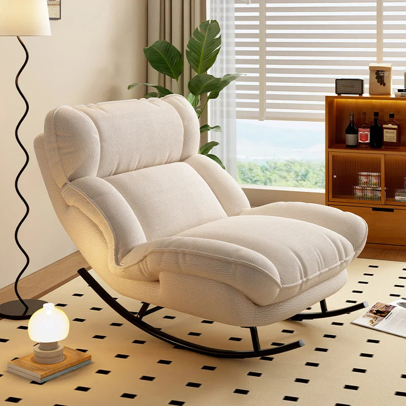 Living Room Luxury Reclining Lounge Chair Adjustable Backrest Rocking Sofa Chair Modern Home Cozy Relaxing Chair with Steel Base
