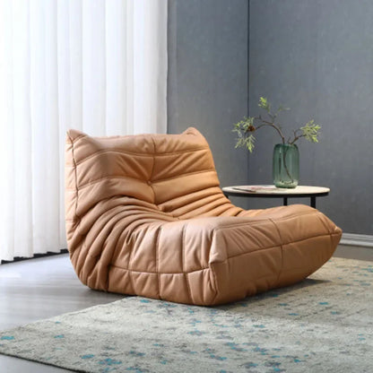 Single sofa living room bedroom lazy fabric leather leisure chair small apartment cream wind
