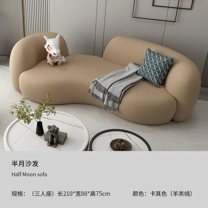 Modern Minimalist Living Room Sofa Berber Fleece Double lounge living room sofas elegant comfortable