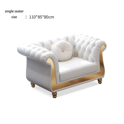 Classic American Antique Chesterfield Sofa for Home Office Hotel Couch Living Room Furniture Modern Genuine Leather Sofa Set