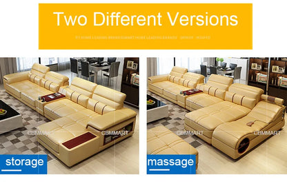 Leather Sectional Sofa for Living Room, Massage Recliner, Home Furniture, Modern Style