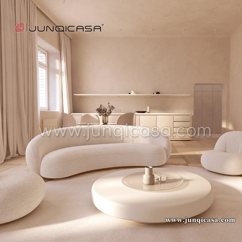Modern Design Semi Circle Hotel Sofa Round Velvet Fabric Sectional Curved Sofas for Living Room Set