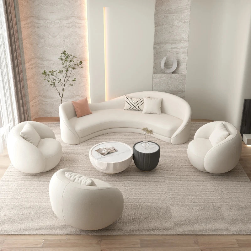 Curved White Living Room Sofas Recliner Cloud Cream Modern Living Room Sofas Create European Lazy Divano Postmodern Furniture