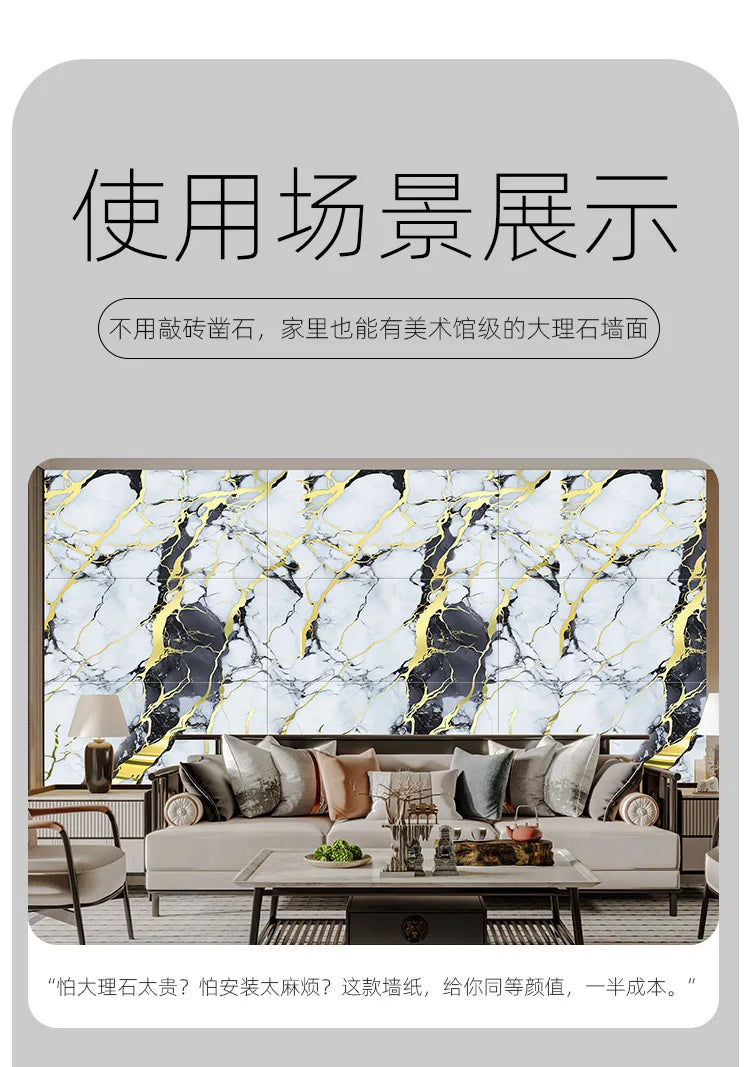 5pcs 30x60cm PVC Kitchen Backsplash Panel Marble Self-Adhesive Waterproof Oil Proof for Stove Cabinet Renovators