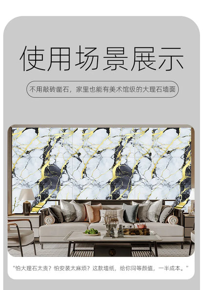 5pcs 30x60cm PVC Kitchen Backsplash Panel Marble Self-Adhesive Waterproof Oil Proof for Stove Cabinet Renovators