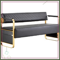 Gold Armrest Waiting Room Chairs, 57.5" Office Guest Bench with Storage Pockets for Salon Bank Airport