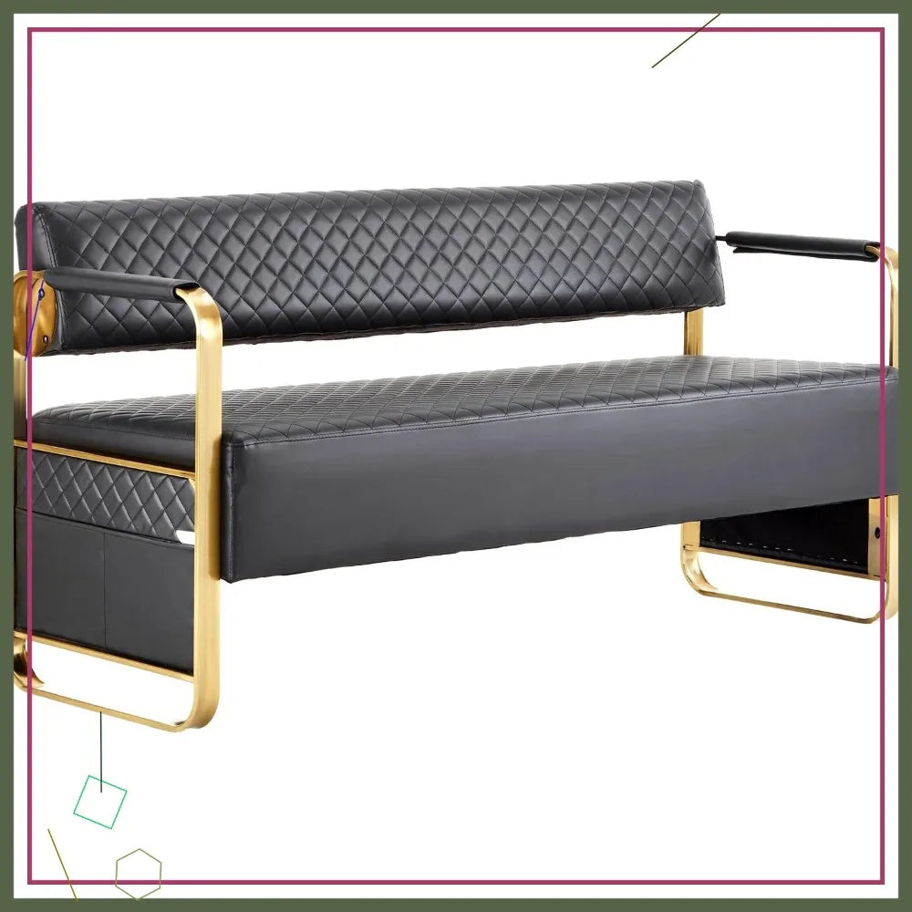 Gold Armrest Waiting Room Chairs, 57.5
