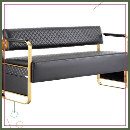 Gold Armrest Waiting Room Chairs, 57.5" Office Guest Bench with Storage Pockets for Salon Bank Airport