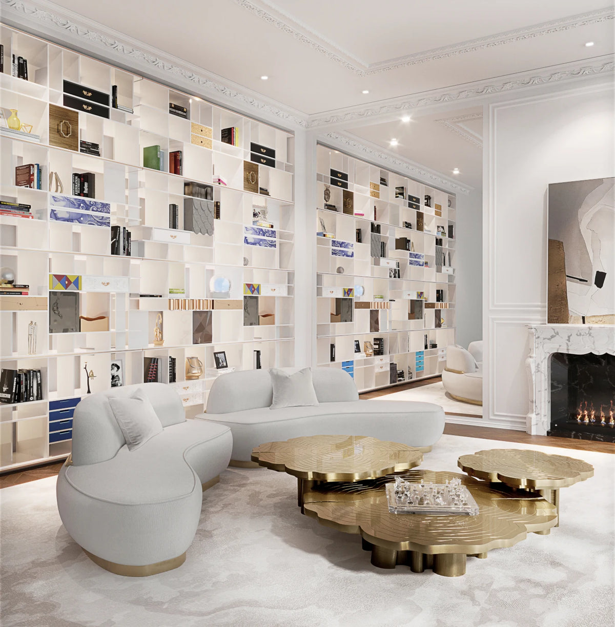 Italian Designer Luxury Living Room Sofa Set Villa Modern Couch Metal Base Velvet Curved Home Hotel Living Room Furniture