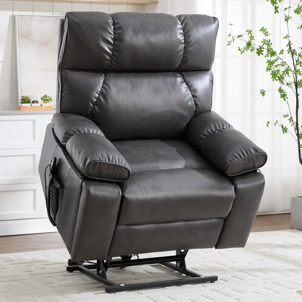 Dual Motor Power Lift Chair for Elderly with Vibration Massage and Lumbar Heating for Living Room, Electric Lay Flat Recliner