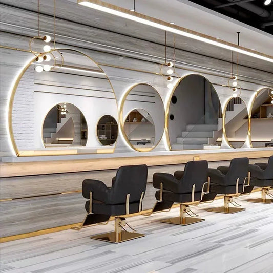 Commercial Wall-mounted Mirror for Bathroom Simple Round Decorative Mirrors Modern Light Luxury Design Mirrors for Barber Shop
