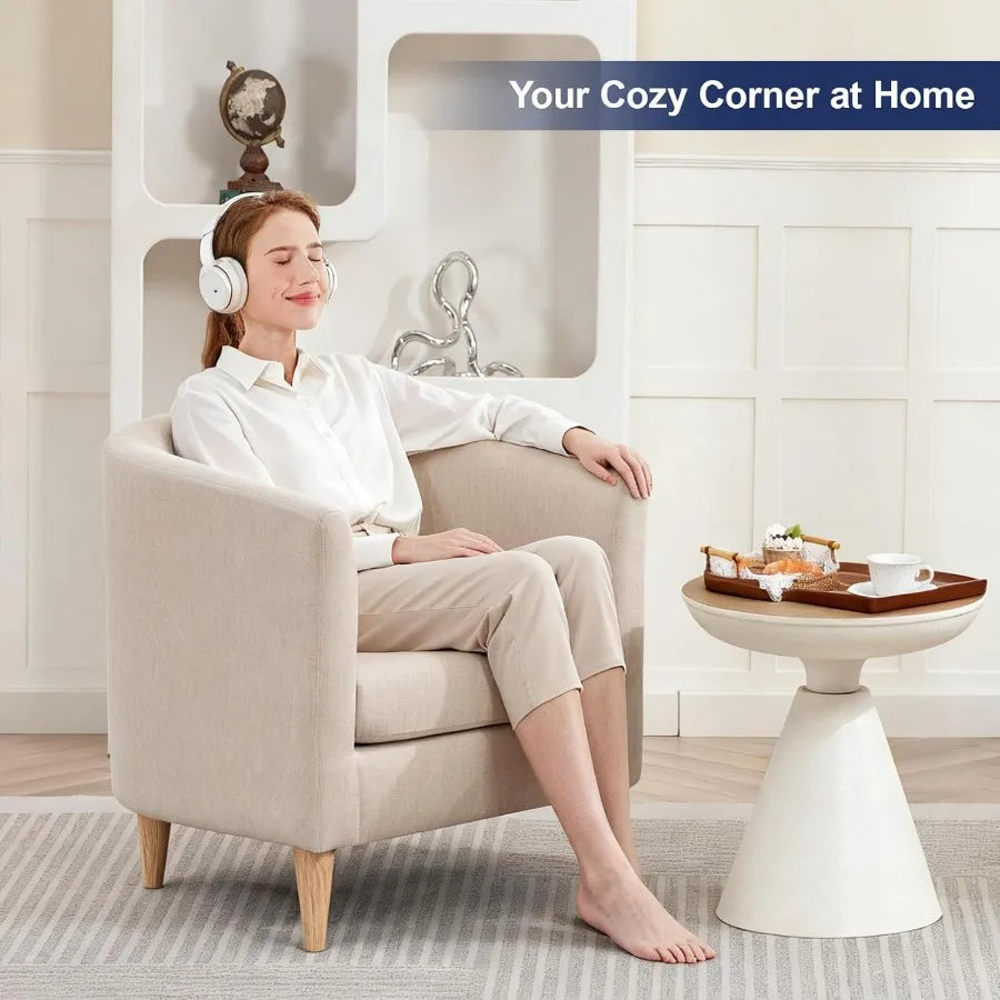 Modern Comfy Accent Barrel Chair with Armrest for Living Room Bedroom Reception Room or Cafe Soft Padded Design for Cozy Readin