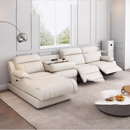 Aesthetic White Living Room Sofas Sleeping Real Leather Lazy Lounge Sofa Luxury Modern Soft Couch Wohnzimmer Furniture For Home