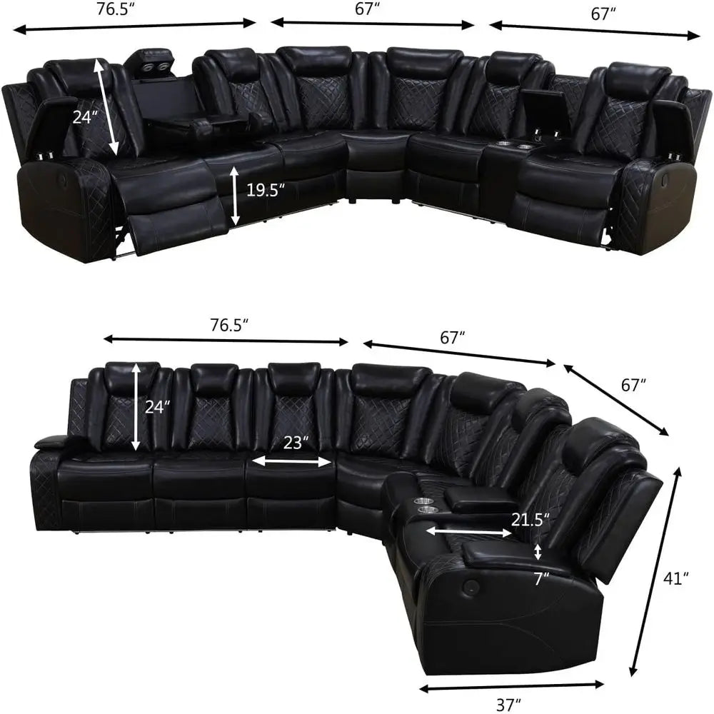 Power Recliner Set with LED, Cup Holders & Home Theater