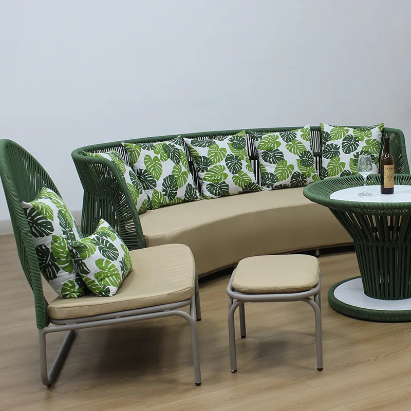 Hot-selling designer waterproof rattan outdoor sofa courtyard villa balcony leisure rope weaving combination single double