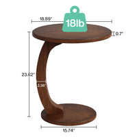 Tribesigns Round End Table, Wood C-Shaped Side Table, Small Couch Side Table, Mid-Century End Table, Retro Side Table