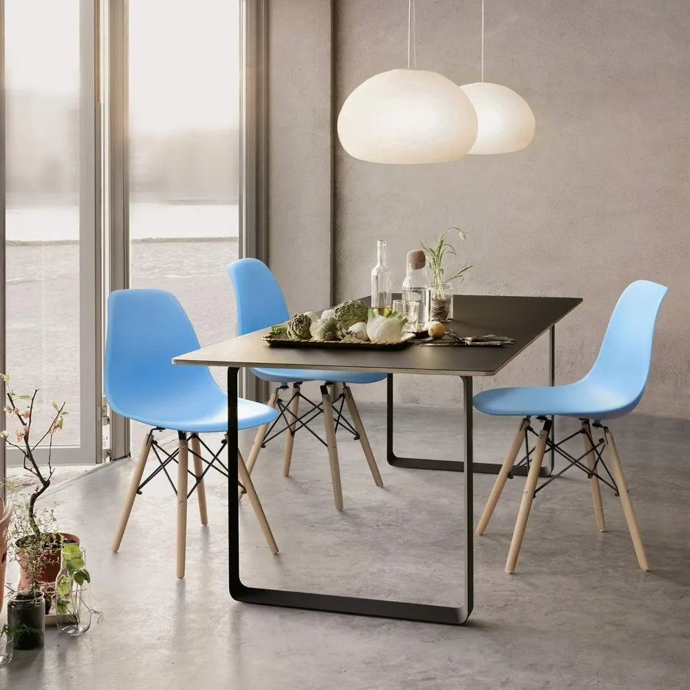 Furmax Modern Style Dining Chair Mid Century Modern DSW Chair, Shell Lounge Plastic Chair for Kitchen Chairs Set of 4(White)