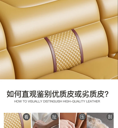 Leather Sofa Modern Simple Living Room Small Apartment Latex Storage Top Layer Leather Sofa