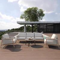 Outdoor Sofa Teak Outdoor Balcony Courtyard Rope Weaving Outdoor Tea Table Combination Garden Solid Wood Furniture