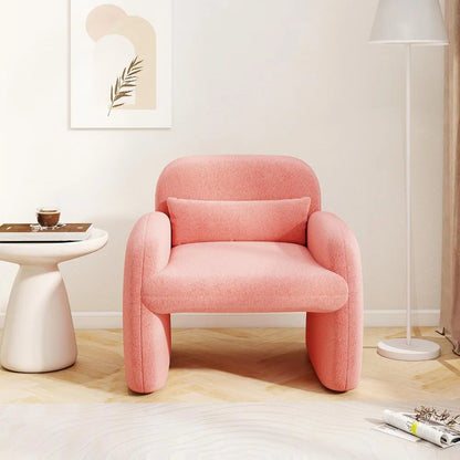 Modern Sherpa Accent Armchair with Waist Pillow for Living Room