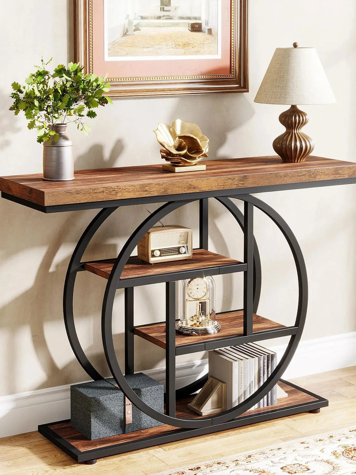 Console Table, 4-Tier Entryway Table, 41.3-Inch Industrial Sofa Table for Living Room, Foyer Hallway Table for Entrance