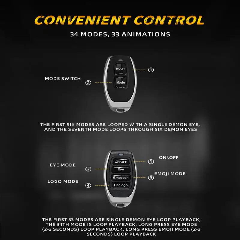 Car Devil Eye LED Headlight 6 Low Light Modes Control The Atmosphere In The Car Universal Motorcycle Lens Headlight
