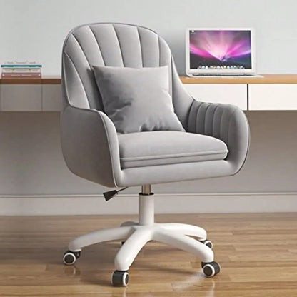 Home Office Chair Computer Chair With Mid-Back Upholstered Modern Tufted Computer Task Chair Swivel Height Adjustable Velvet Accent Chair,Grey