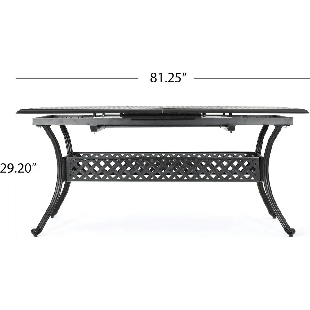 Outdoor Cast Aluminum Expandable Rectangular Dining Table