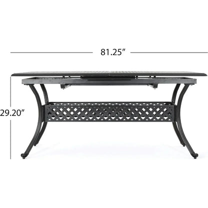 Outdoor Cast Aluminum Expandable Rectangular Dining Table