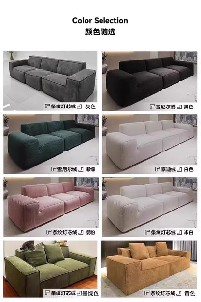 Simple Style Vacuum Compression Living Room Sofa Light Luxury Furniture Corduroy Sponge Filling Multi-Person Sofa Customization