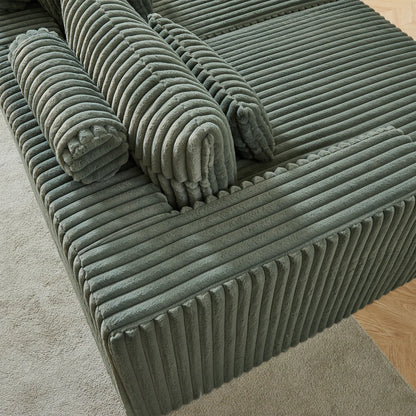 87" Oversized Sectional Lounge Chaise, Cloud Plush Loveseat with Reclining Sofa Bed, Fluffy Modern Sleeper Chair for Living Room