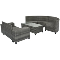 8-pieces Outdoor Wicker Round Sofa Set, Half-Moon Sectional Sets All Weather, Curved Sofa Set With Rectangular Coffee Table, PE