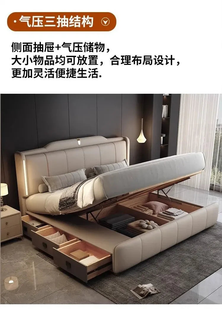 180x200 cm Double bed frame king size frame headboard with 3 drawer storage luxury home bedroom bed queen cama king furniture