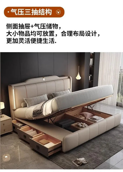 180x200 cm Double bed frame king size frame headboard with 3 drawer storage luxury home bedroom bed queen cama king furniture